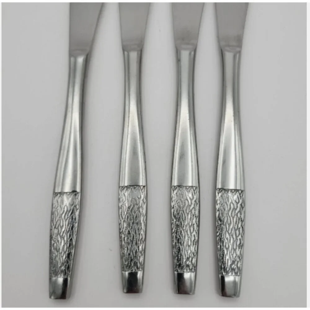 Vintage Amefa Holland Stainless Steel Dinner Knife Lot of 4 Knives Prestige Rare